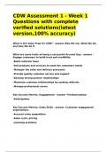 CDW Assessment 1 - Week 1 Questions with complete verified solutions&lpar;latest version&comma;100- accuracy&rpar;&period;