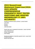 2025 Newest Lead Abatement Supervisor 2024-2025 UPDATE COMPREHENSIVE