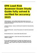 EPA Lead Risk Assessor Exam Study Guide fully solved & verified for accuracy 2025&period;