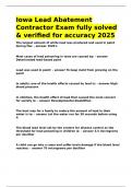 Iowa Lead Abatement Contractor Exam fully solved & verified for accuracy 2025