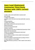 Iowa Lead Abatement Contractor Third Party Review with 100- correct answers