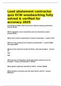 Lead abatement contractor quiz ECW woodworking fully solved & verified for accuracy 2025&period;