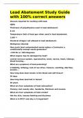 Lead Abatement Study Guide with 100- correct answers