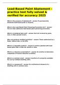 Lead-Based Paint Abatement - practice test fully solved & verified for accuracy 2025&period;