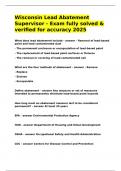 Wisconsin Lead Abatement Supervisor - Exam fully solved & verified for accuracy 2025&period;