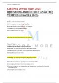 California Driving Exam 2025  &lpar;QUESTIONS AND CORRECT ANSWERS&rpar;  VERIFIED ANSWERS 100&percnt; 