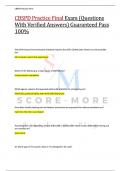 CBSPD Practice Final Exam &lpar;Questions  With Verified Answers&rpar; Guaranteed Pass  100&percnt;