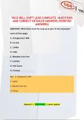 TACO BELL SHIFT LEAD COMPLETE QUESTIONS AND CORRECT DETAILED ANSWERS &lpar;VERIFIED ANSWERS&rpar;