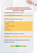 TC- SHIFT LEADER POSITION COMPLETE QUESTIONS AND CORRECT DETAILED ANSWERS &lpar;VERIFIED ANSWERS&rpar;