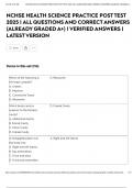 NCHSE HEALTH SCIENCE PRACTICE POST TEST 2025 &vert; ALL QUESTIONS AND CORRECT ANSWERS &lpar;ALREADY GRADED A&plus;&rpar; &vert; VERIFIED ANSWERS &vert; LATEST VERSION