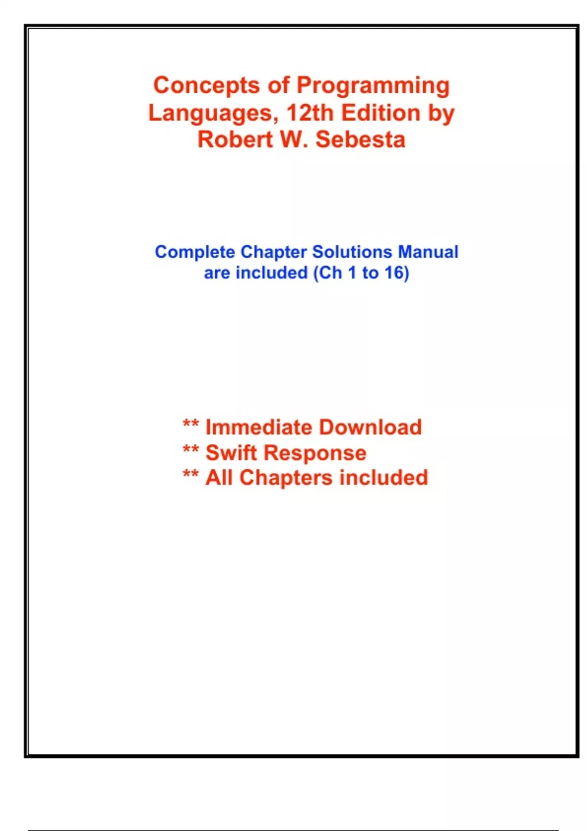Instructor’s Solutions Manual for Concepts of Programming Languages ...