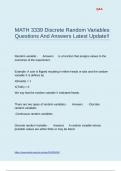 MATH 3339 Discrete Random Variables Questions And Answers Latest Update&excl;&excl;