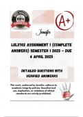LGL3702 Assignment 1 &lpar;COMPLETE ANSWERS&rpar; Semester 1 2025 - DUE 4 April 2025&semi; 100&percnt; TRUSTED Complete&comma; trusted solutions and explanations&period; 