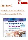 Test Bank For Leadership Roles and Management Functions in Nursing&comma; 11th Edition by Huston&comma; ISBN&colon; 9781975193065&comma; All 25 Chapters Covered&comma; Verified Latest Edition