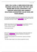 SERE 100&period;2 LEVEL A SERE EDUCATION AND  TRAINING &lpar;FOUO&rpar; MILITARY PRE TEST 2025&vert;  BRAND NEW ACTUAL EXAM WITH 100&percnt;  VERIFIED QUESTIONS AND CORRECT  SOLUTIONS&vert; GUARANTEED VALUE PACK&vert; ACE  YOUR GRADES&period;