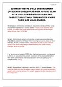 SUMMARY METAL COILS ENDORSEMENT  &lpar;NYS&rpar; EXAM 2025&vert; BRAND NEW ACTUAL EXAM  WITH 100&percnt; VERIFIED QUESTIONS AND  CORRECT SOLUTIONS&vert; GUARANTEED VALUE  PACK&vert; ACE YOUR GRADES&period;