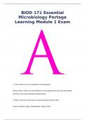 BIOD 171 Essential Microbiology Portage Learning Module 1 Exam Questions and Answers&lpar;Verified Answers&rpar;
