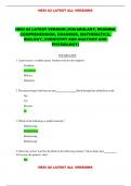 HESI A2 LATEST VERSION &lpar;VOCABULARY&comma; READING COMPREHENSION&comma; GRAMMAR&comma; MATHEMATICS&comma;  BIOLOGY&comma; CHEMISTRY AND ANATOMY AND PHYSIOLOGY&rpar;