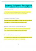 Computed Radiography Questions and Answers Latest Version Already Passed