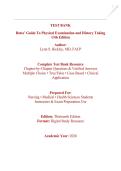 TEST BANK  Bates&rsquo; Guide To Physical Examination and History Taking 13th Edition  Author&colon; Lynn S&period; Bickley&comma; MD&comma; FACP  Complete Test Bank Resource Chapter-by-Chapter Questions & Verified Answers Multiple Choice &bull; True&sol;False &bull; Case-Based &bull; Clinical Applicatio