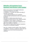 Midwifery NZ legislation Exam  Questions And Answers Latest Update What is the purpose of the Health Practitioners  Competence Assurance Act 2003 - ANSW&period;&period;To protect the health and safety of  members of the public