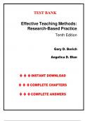 Test Bank for Effective Teaching Methods&colon; Research-Based Practice 10th Edition by Angelica D Borich &comma; All Chapters