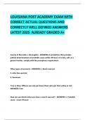 LOUISIANA POST ACADEMY EXAM WITH CORRECT ACTUAL QUESTIONS AND CORRECTLY WELL DEFINED ANSWERS LATEST 2025  ALREADY GRADED A&plus;   