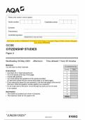 2023 AQA GCSE CITIZENSHIP STUDIES 8100&sol;2 Paper 2 Question Paper & Mark scheme &lpar;Merged&rpar; June 2023 &lbrack;VERIFIED