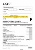 2023 AQA GCSE COMBINED SCIENCE&colon; SYNERGY 8465&sol;1F Foundation Tier Paper 1 Life and Environmental Sciences Question Paper & Mark scheme &lpar;Merged&rpar; June 2023 &lbrack;VERIFIED