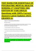 TEST BANK FOR ESSENTIALS OF PSYCHIATRIC MENTAL HEALTH NURSING 27 CHAPTERS 3RD EDITION BY VARCAROLIS Questions with 100&percnt; Correct Answers Latest Updates 2025 GRADED A&plus;&period;pdf  We are adding your document&period;&period;&period;