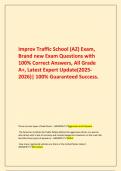   Improv Traffic School &lpar;AZ&rpar; Exam&comma; Brand new Exam Questions with 100&percnt; Correct Answers&comma; All Grade A&plus;&comma; Latest Expert Update&lpar;2025-2026&rpar;&vert; 100&percnt; Guaranteed Success&period;