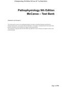 McCance and Huether's Pathophysiology&colon; The Biologic Basis for Disease in Adults and Children Julia Rogers 2022 &ndash; Test Bank with Practice Questions and Answers