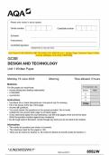2023 AQA GCSE DESIGN AND TECHNOLOGY 8552&sol;W Unit 1 Written Paper Question Paper & Mark scheme &lpar;Merged&rpar; June 2023 &lbrack;VERIFIED&rsqb;