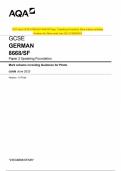 2023 AQA GCSE GERMAN 8668&sol;SF Paper 2 Speaking Foundation Mark scheme including Guidance for Photo cards June 2023 &lbrack;VERIFIED&rsqb;