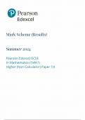 2024 Pearson  Edexcel GCSE Mathematics Mark Scheme Paper 1 &lpar;1MA1&sol;1H&colon; Higher Tier&rpar;