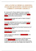 AMCA CLINICAL MEDICAL ASSISTING EXAM 2025 QUESTIONS AND DETAILED CORRECT ANSWERS &vert; GRADE A&plus;