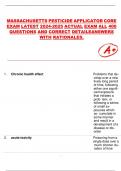 MASSACHUSETTS PESTICIDE APPLICATOR CORE EXAM LATEST 2024-2025 ACTUAL EXAM ALL 400 QUESTIONS AND CORRECT DETAILEANSWERS WITH RATIONALES&period;