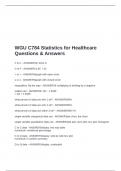 WGU C784 Statistics for Healthcare Questions & Answers