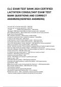 CLC EXAM TEST BANK 2024&sol;2025 CERTIFIED LACTATION CONSULTANT EXAM TEST BANK QUESTIONS AND CORRECT ANSWERS&lpar;VERIFIED ANSWERS&rpar;
