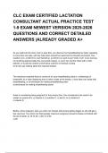 CLC 046 EXAM CERTIFIED LACTATION CONSULTANT NEWEST 2025&sol;2026 ACTUAL EXAM COMPLETE QUESTIONS AND CORRECT DETAILED ANSWERS &lpar;VERIFIED ANSWERS&rpar; &vert;ALREADY GRADED A&plus;&vert;&vert;BRAND NEW&excl;&excl; &lpar;ALL BUNDLED HERE&excl;&excl;&excl;&rpar;