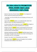 PN 2004 HEALTH PROMOTION FINAL EXAM &vert; Q&A Latest 2024&sol;2025 &vert; 100&percnt; PASS