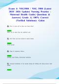 Exam 4&colon; NSG3500 &sol; NSG 3500 &lpar;Latest 2025&sol; 2026 Update&rpar; Nursing Practice - Maternal Health Guide&vert; Questions & Answers&vert; Grade A&vert; 100&percnt; Correct &lpar;Verified Solutions&rpar;- Galen