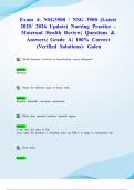 Exam 4&colon; NSG3500 &sol; NSG 3500 &lpar;Latest 2025&sol; 2026 Update&rpar; Nursing Practice - Maternal Health Review&vert; Questions & Answers&vert; Grade A&vert; 100&percnt; Correct &lpar;Verified Solutions&rpar;- Galen