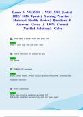 Exam 3&colon; NSG3500 &sol; NSG 3500 &lpar;Latest 2025&sol; 2026 Update&rpar; Nursing Practice - Maternal Health Review&vert; Questions & Answers&vert; Grade A&vert; 100&percnt; Correct &lpar;Verified Solutions&rpar;- Galen