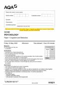 2023 AQA GCSE PSYCHOLOGY 8182&sol;1 Paper 1 Cognition and Behaviour Question Paper & Mark scheme &lpar;Merged&rpar; June 2023 &lbrack;VERIFIED&rsqb;