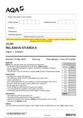 2023 AQA GCSE RELIGIOUS STUDIES A 8062&sol;16 Paper 1&colon; Judaism Question Paper & Mark scheme &lpar;Merged&rpar; June 2023 &lbrack;VERIFIED&rsqb;