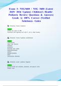 Exam 3&colon; NSG3600 &sol; NSG 3600 &lpar;Latest 2025&sol; 2026 Update&rpar; Children's Health&sol; Pediatric Review&vert; Questions & Answers&vert; Grade A&vert; 100&percnt; Correct &lpar;Verified Solutions&rpar;- Galen