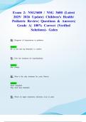 Exam 2&colon; NSG3600 &sol; NSG 3600 &lpar;Latest 2025&sol; 2026 Update&rpar; Children's Health&sol; Pediatric Review&vert; Questions & Answers&vert; Grade A&vert; 100&percnt; Correct &lpar;Verified Solutions&rpar;- Galen
