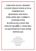 GNRS 5670- EXAM 1 2024&sol;2025 LATEST UPDATE WITH ACTUAL VERIFIED NGN QUESTIONS AND WELL EXPLAINED 100&percnt; CORRECT ANSWERS WITH RATIONALES LATEST 2025 UPDATE GRADED A&plus; WITH 100&percnt;  GUARANTEED SUCCESS AFTER DOWNLOAD