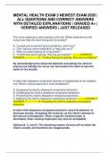 MENTAL HEALTH EXAM 3 NEWEST EXAM 2025 &vert; ALL QUESTIONS AND CORRECT ANSWERS WITH DETAILED EXPLANATIONS &vert; GRADED A&plus; &vert; VERIFIED ANSWERS &vert; JUST RELEASED